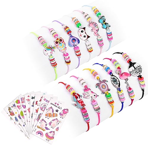 Aucuu 12 Stück Freundschaftsarmband Kinder Armbänder Mädchen，Einhorn Schmuck，Kinderschmuck Freundschafts Armbänder，Armband für Geburtstagsparty Kindergeburtstag Gastgeschenke von Aucuu