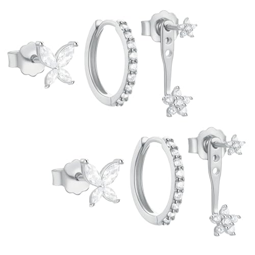 Aucuu 3 Paar Ohrringe Silber 925 Set für Damen, 14K Vergoldet Ohrringe Gold Set, Hypoallergen Klein Ohrstecker, Stapelbar Zirkonia Ohrstecker Ohrringe Creolen, Kleine Knorpel Ohrringe Mehrere Piercing Aucuu 3 Paar Ohrringe Silber 925 Set für Damen, 14K Vergoldet Ohrringe Gold Set, Hypoallergen Klein Ohrstecker, Stapelbar Zirkonia Ohrstecker Ohrringe Creolen, Kleine Knorpel Ohrringe Mehrere Piercing von Aucuu