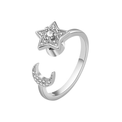 Aucuu Angst Spinning Ringe für Damen, 925 Silber Damenringe, Offener Ringe Fidget Spinner Ringe, Zirkonia Zappelringe, Verstellbare Stapelbare für Stress Abbauen Aucuu Angst Spinning Ringe für Damen, 925 Silber Damenringe, Offener Ringe Fidget Spinner Ringe, Zirkonia Zappelringe, Verstellbare Stapelbare für Stress Abbauen von Aucuu