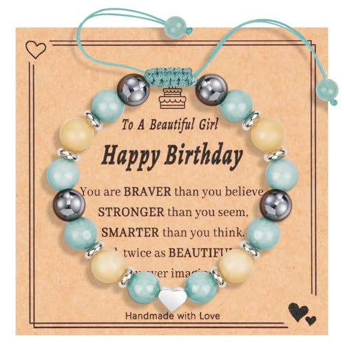 Aucuu Perlen Armband für Kinder und Frauen - Schmuck mit Verstellbarem Geflochtenem Seil, Stretch Perlen - Geschenk für Mädchen von Aucuu