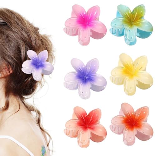 Aucuu Blumen-Haarklammern 6 Stück, Flower Hair Clips, Mehrfarbige Acryl Haarspange, Rutschfeste Haarklammern, Starker Halt, Hawaii Haarspangen, Blume Haarspangen Damen für Dickes Dünnes Haar Aucuu Blumen-Haarklammern 6 Stück, Flower Hair Clips, Mehrfarbige Acryl Haarspange, Rutschfeste Haarklammern, Starker Halt, Hawaii Haarspangen, Blume Haarspangen Damen für Dickes Dünnes Haar von Aucuu