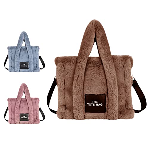 Aucuu Plüsch Tragetasche, Flauschige Tragetasche mit Reißverschluss, Schultertasche, Große Kapazität Umhängetasche, Verstellbarer Schultergurt, für Frauen für Einkaufen, Schule, Reisen, Arbeit Aucuu Plüsch Tragetasche, Flauschige Tragetasche mit Reißverschluss, Schultertasche, Große Kapazität Umhängetasche, Verstellbarer Schultergurt, für Frauen für Einkaufen, Schule, Reisen, Arbeit von Aucuu