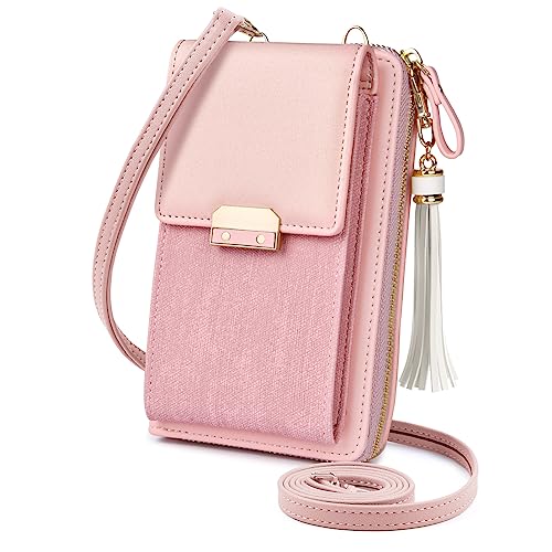 Aucuu Damen PU Leder Umhängetasche,Brieftasche Leder Geldbörse Smartphone Handytasche mit Geldbörse Zum Umhängen, Mini Crossbody Umhängetasche von Aucuu