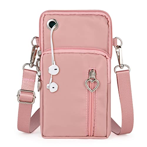 Aucuu Handytasche zum Umhängen Damen，Nylon Kleine Umhängetasche mit Kopfhörer Eingang，Mini Crossbody Schultertasche Handytasche，Handy Schultertasche ür Handy unter 7 Zoll von Aucuu