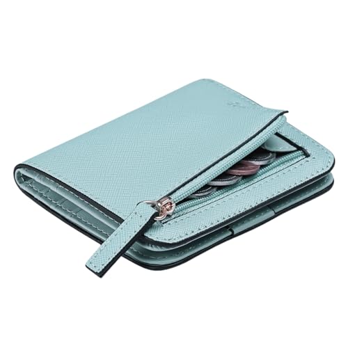 Aucuu Geldbörse Damen klein, Frauen PU Leder Portemonnaie mit RFID Schutz, Hochwertiges Damen Mini Geldbörse mit Kreditkartenetui, Fashion Kleine Geldbörse für Frauen Mädchen (Hellblau) von Aucuu