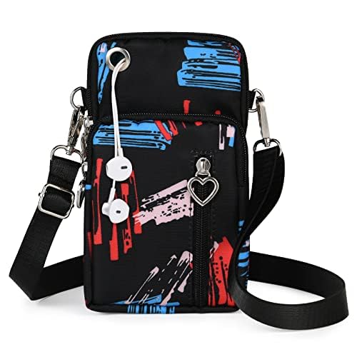 Aucuu Handytasche zum Umhängen Damen，Nylon Kleine Umhängetasche mit Kopfhörer Eingang，Mini Crossbody Schultertasche Handytasche，Handy Schultertasche ür Handy unter 7 Zoll von Aucuu