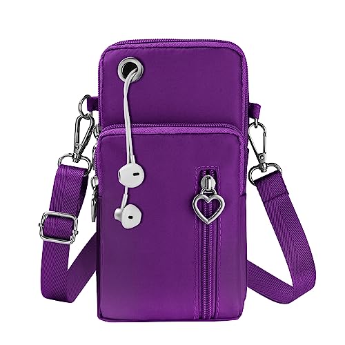 Aucuu Handytasche zum Umhängen Damen，Nylon Kleine Umhängetasche mit Kopfhörer Eingang，Mini Crossbody Schultertasche Handytasche，Handy Schultertasche ür Handy unter 7 Zoll von Aucuu