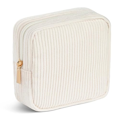 Aucuu Kleine Make up Tasche, Kosmetiktaschen für Frauen, Cord Make up Tasche, Cord Schminktasche, Reise Kosmetiktaschen mit Metall Reißverschluss und Fächern, Multifunktionaler Kosmetiktäschchen von Aucuu