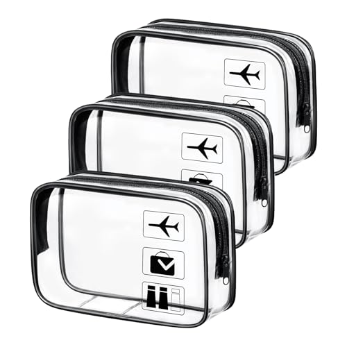 Aucuu Kulturtasche Transparent,3 Stück Kosmetiktasche Durchsichtig, wasserdichte PVC-Reise-Waschtaschen, TSA-zugelassene Make-up-Taschen, für Familie, Männer un Frauen von Aucuu