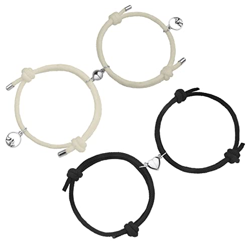 Aucuu Magnetische Paare Armband, 2 Sets Paar Gegenseitige Anziehung Seil Geflochtene, Einstellbare Freundschaftsarmband Set Schmuck Geschenk für Frauen Männer von Aucuu