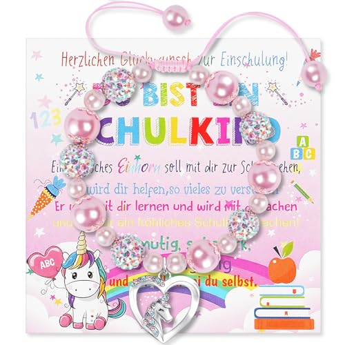 Aucuu Armband für Mädchen - Einschulungsgeschenk, Perlenarmband für Kinder, Verstellbares Geflochtenes Seil, Schmuck für Frauen von Aucuu