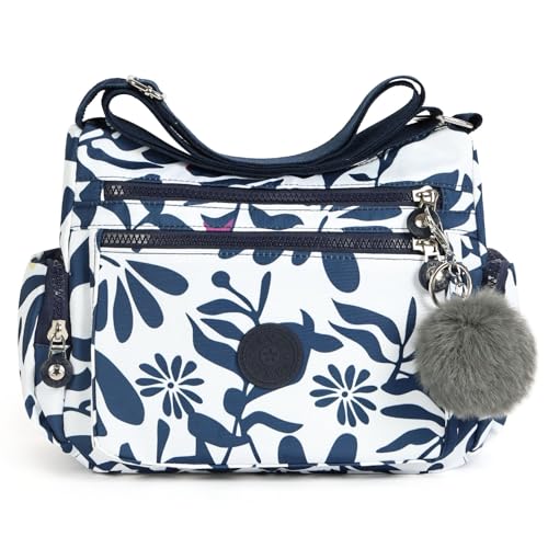 Aucuu Nylon Umhängetasche Damen, Schultertasche Handtaschen Multi Pocket mit Größere Kapazität, Damen Umhängetasche mit Mehreren Taschen, Multifunktionale Crossbody Bag für Arbeit Schule Shopper von Aucuu