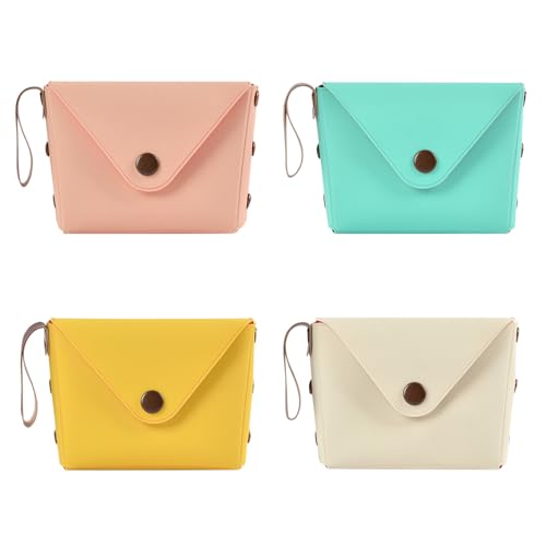 Aucuu Mini Kinder Geldbörse, 4 Pcs Geldbeutel Damen, Klein Leder Portemonnaie, Portable Münze Münzbeutel für Frauen und Mädchen, Geldbeutel Coin Purse Wallet für Kreditkarte, Schlüssel, Lippenstift von Aucuu