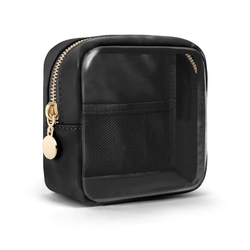 Aucuu Transparent Kosmetiktasche, Kulturbeutel Transparent, Kleine Kosmetiktasche Damen PU Tragbare, Mini Makeup Tasche, Kulturbeutel Wasserdicht Reisezubehör-Organizer, Kulturtasche für Frauen von Aucuu