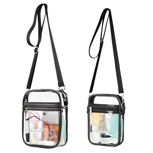 Aucuu Transparente Umhängetasche,PVC Durchsichtige Tasche mit Verstellbarem Riemen,Wasserdichte Durchsichtige Umhängetasche für Konzerte,Sportveranstaltungen,Shopping,Reisen,Großes und Klein von Aucuu