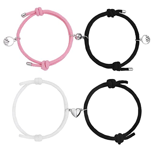 Aucuu Magnetische Paare Armband, 2 Sets Paar Gegenseitige Anziehung Seil Geflochtene, Einstellbare Freundschaftsarmband Set Schmuck Geschenk für Frauen Männer von Aucuu
