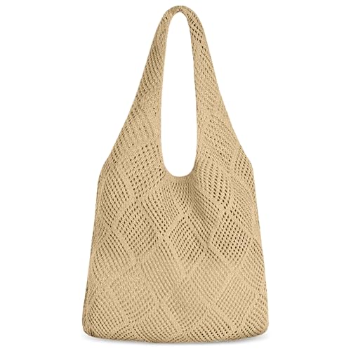 Aucuu Strandtasche Damen, gehäkelte Mesh Strand Tote Bag, Damen Gestrickte Umhängetasche, Häkeltasche für den Sommer, Beach Bags For Women, Groß Umhängetasche für Urlaub Reisen Strand Sommer von Aucuu