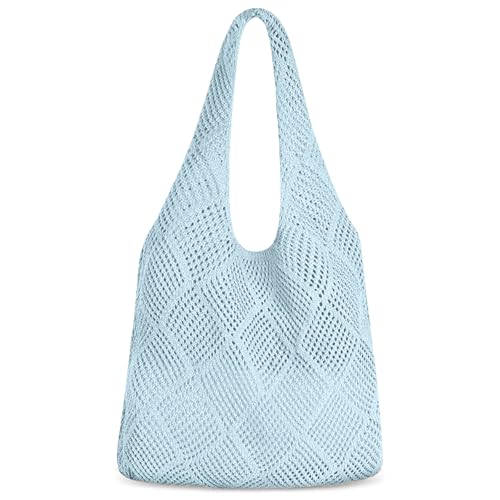 Aucuu Strandtasche Damen, gehäkelte Mesh Strand Tote Bag, Damen Gestrickte Umhängetasche, Häkeltasche für den Sommer, Beach Bags For Women, Groß Umhängetasche für Urlaub Reisen Strand Sommer von Aucuu