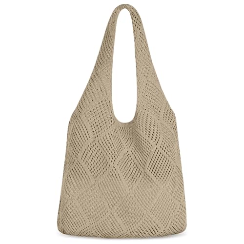 Aucuu Strandtasche Damen, gehäkelte Mesh Strand Tote Bag, Damen Gestrickte Umhängetasche, Häkeltasche für den Sommer, Beach Bags For Women, Groß Umhängetasche für Urlaub Reisen Strand Sommer von Aucuu