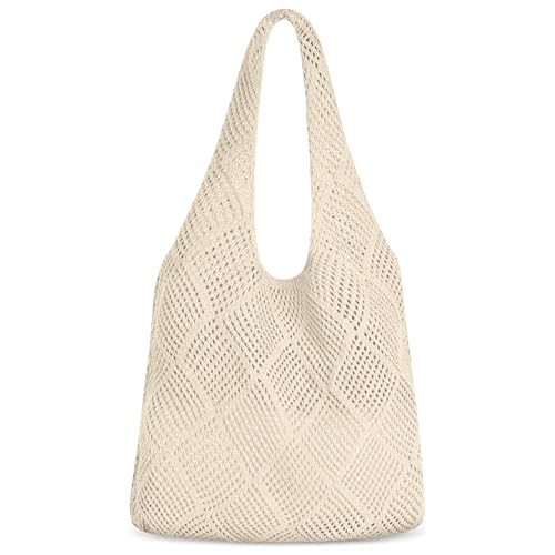 Aucuu Strandtasche Damen, gehäkelte Mesh Strand Tote Bag, Damen Gestrickte Umhängetasche, Häkeltasche für den Sommer, Beach Bags For Women, Groß Umhängetasche für Urlaub Reisen Strand Sommer von Aucuu