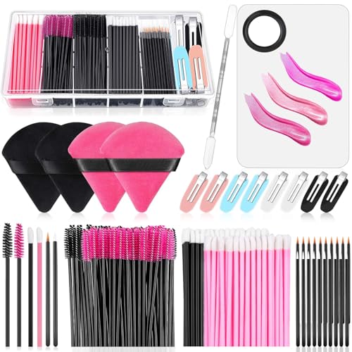 Audab Einweg-Make-up-Applikator-Set mit Make-up-Puff, Make-up-Palette, Make-up-Künstlerzubehör, Mascara-Zauberstäbe, Lippenpinsel, Haarspangen, Puderquasten für Gesicht mit Aufbewahrungsbox Audab Einweg-Make-up-Applikator-Set mit Make-up-Puff, Make-up-Palette, Make-up-Künstlerzubehör, Mascara-Zauberstäbe, Lippenpinsel, Haarspangen, Puderquasten für Gesicht mit Aufbewahrungsbox von Audab