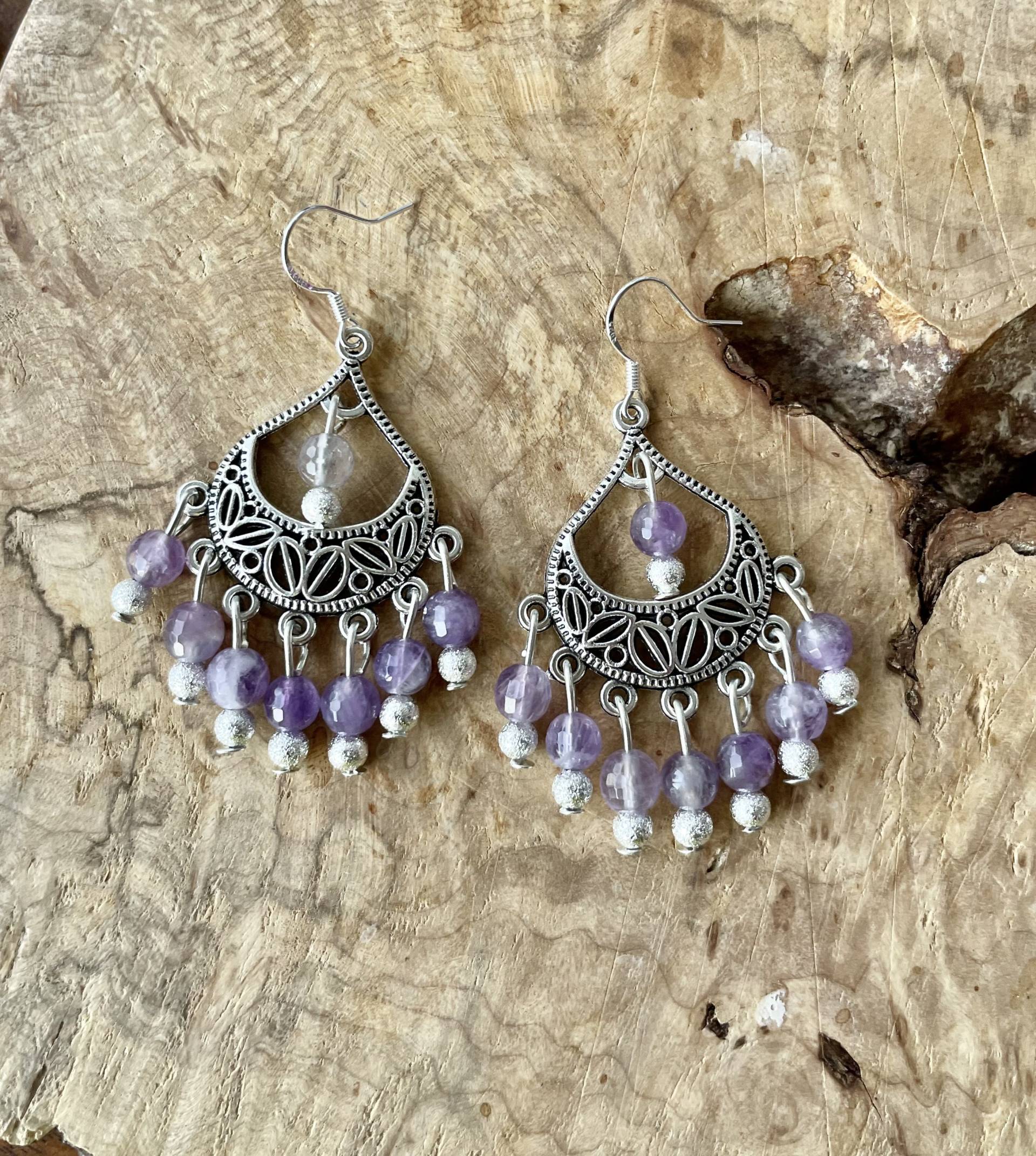 Amethyst Ohrringe ~ Lila Tibetsilber Statement Schmuck von AudacityWear