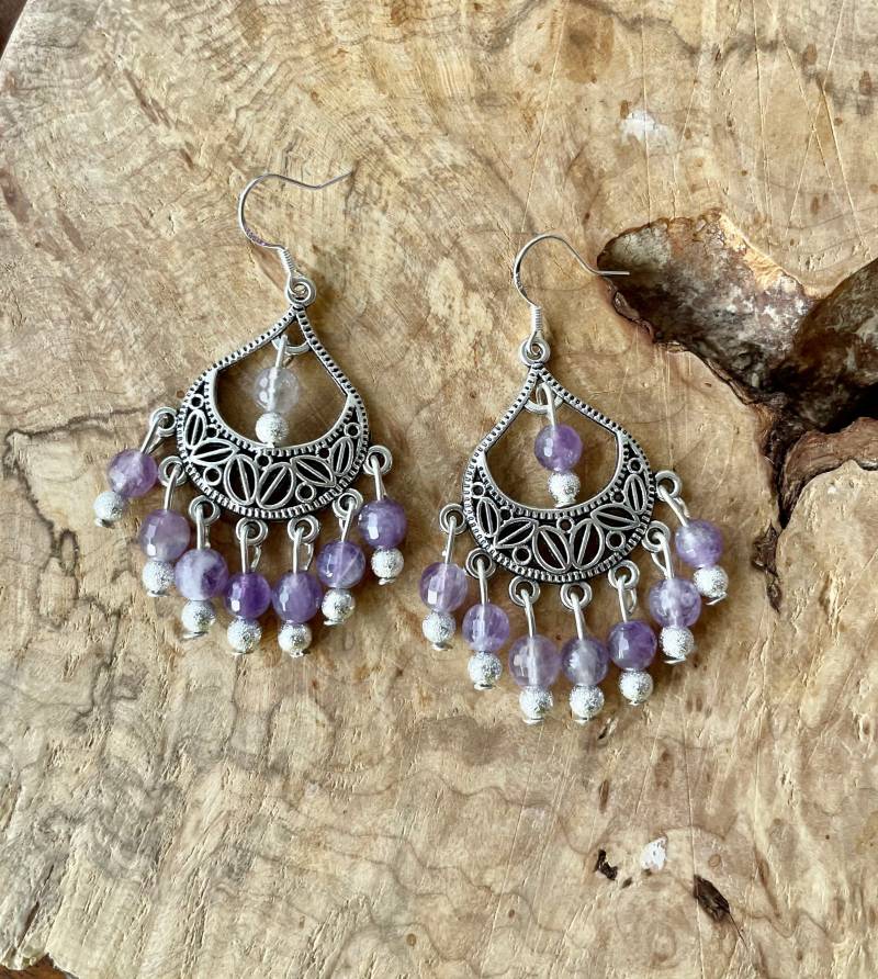 Amethyst Ohrringe ~ Lila Tibetsilber Statement Schmuck Amethyst Ohrringe ~ Lila Tibetsilber Statement Schmuck von AudacityWear
