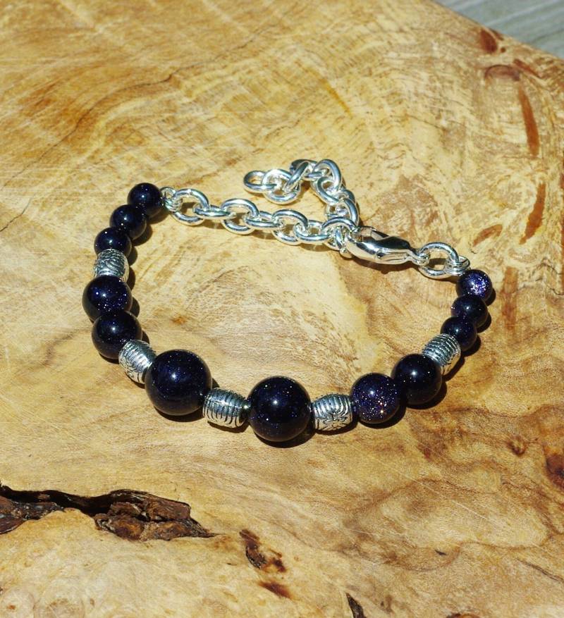 Blauer Sandstein Armband ~ Steine Perlen Aus Tibetsilber von AudacityWear