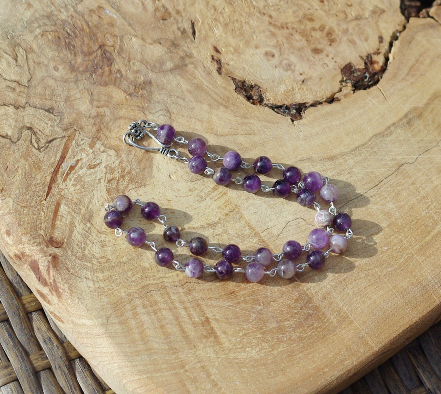 Herren Amethyst Halskette ~ Unisex Lila Stein Perlen von AudacityWear