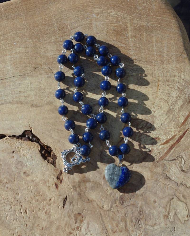 Lapis Lazuli Herz Halskette ~ Stein Anhänger Hand Wired Lapis Lazuli Herz Halskette ~ Stein Anhänger Hand Wired von AudacityWear