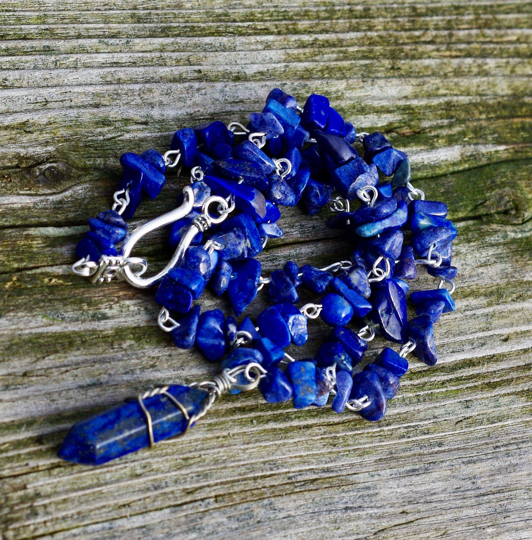 Lapislazuli Halskette ~ Chakra Anhänger Hand Verdrahtet Unisex von AudacityWear