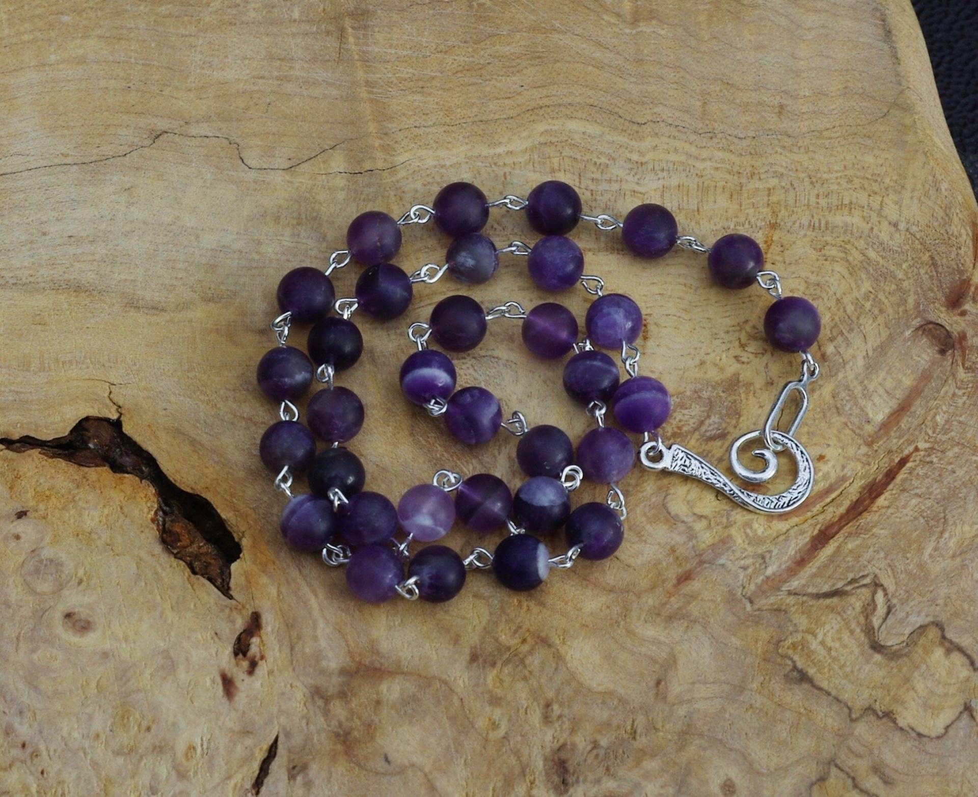 Matte Chevron Amethyst Halskette Lavendelstein, Spiritueller Schutz von AudacityWear