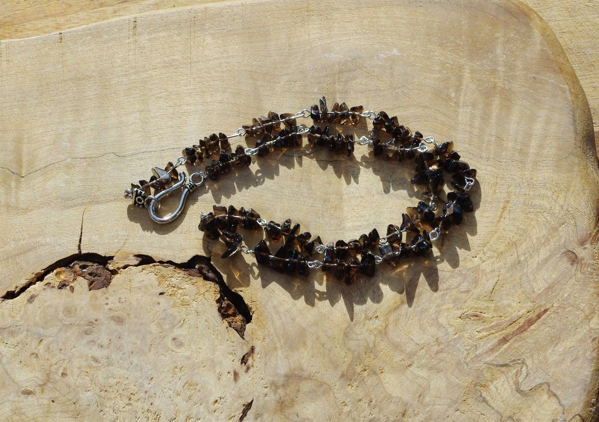 Rauchquarz Halskette ~ Herrenschmuck Unisex Durchscheinende Unregelmäßige Steine von AudacityWear