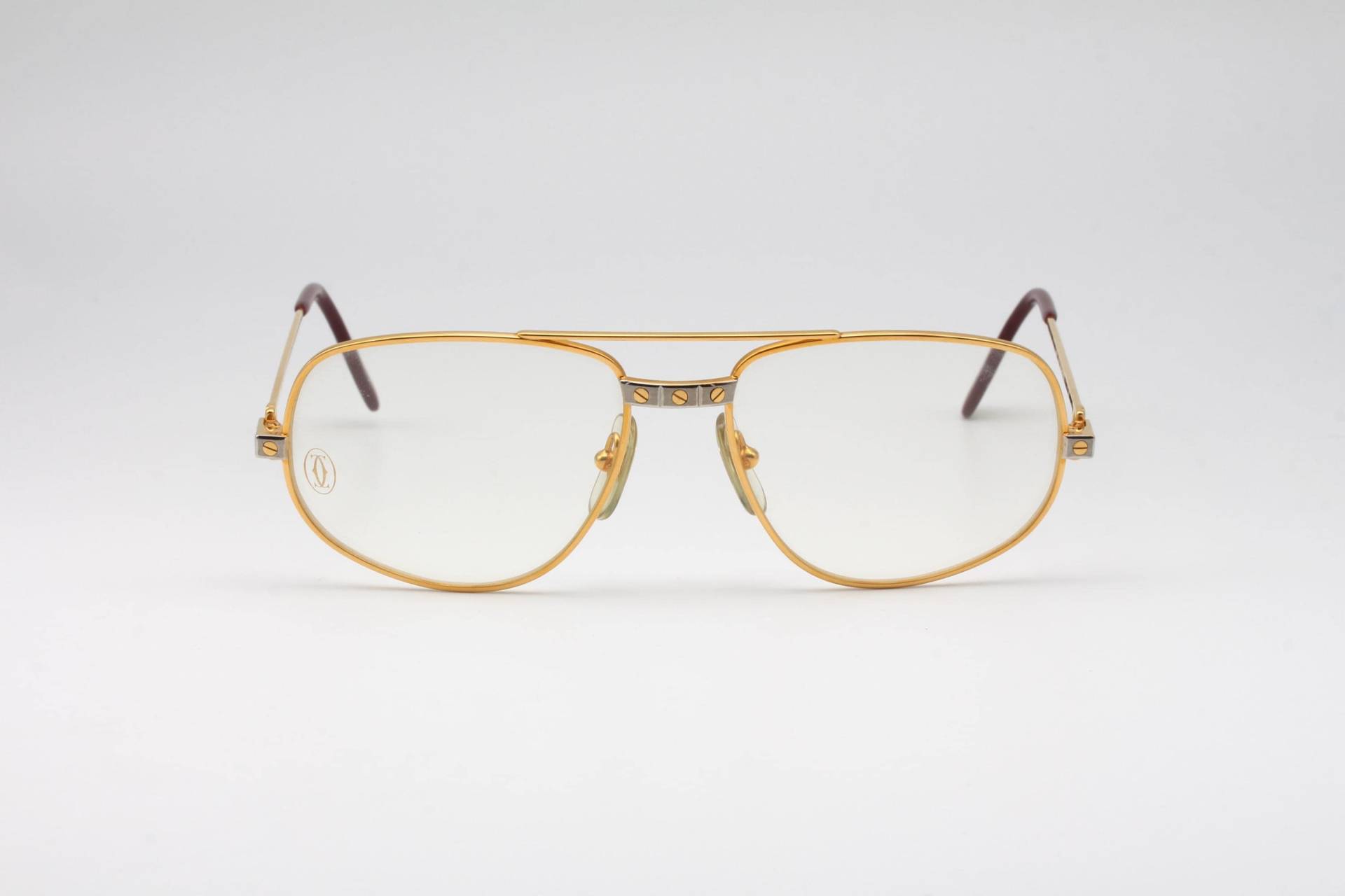 Cartier Romance Santos Vintage-Luxusbrille Mit Vergoldetem Rahmen, Hergestellt in Frankreich 1986 von AudaxEyewearCH