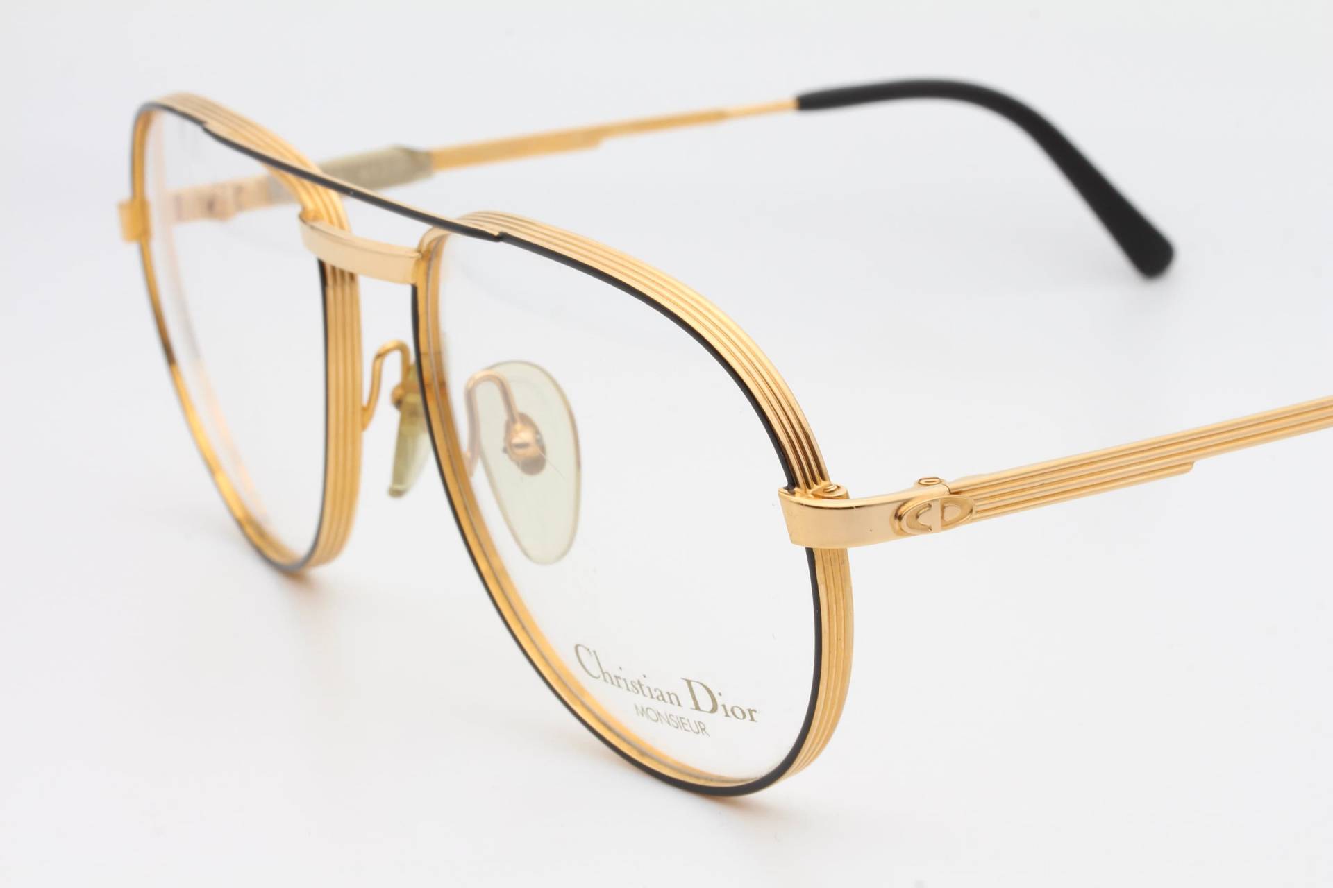 Christian Dior Monsieur 2448 Vintage-Brille, Hergestellt in Österreich, 80Er Jahre - Pilotenbrille Gold Neu Aus Altem Lagerbestand von AudaxEyewearCH