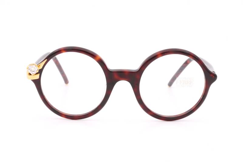 Gianfranco Ferrè Gff 37 Runde Vintage-Brille Mit Strasssteinen, Hergestellt in Italien Der 80Er Jahre - Neuer Alter Lagerbestand von AudaxEyewearCH