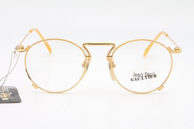 Jean Paul Gaultier 55 8174 Steampunk-Vintage-Brille Mit Runder Form Und Vergoldetem Rahmen, Hergestellt in Japan Der 90Er Jahre von AudaxEyewearCH