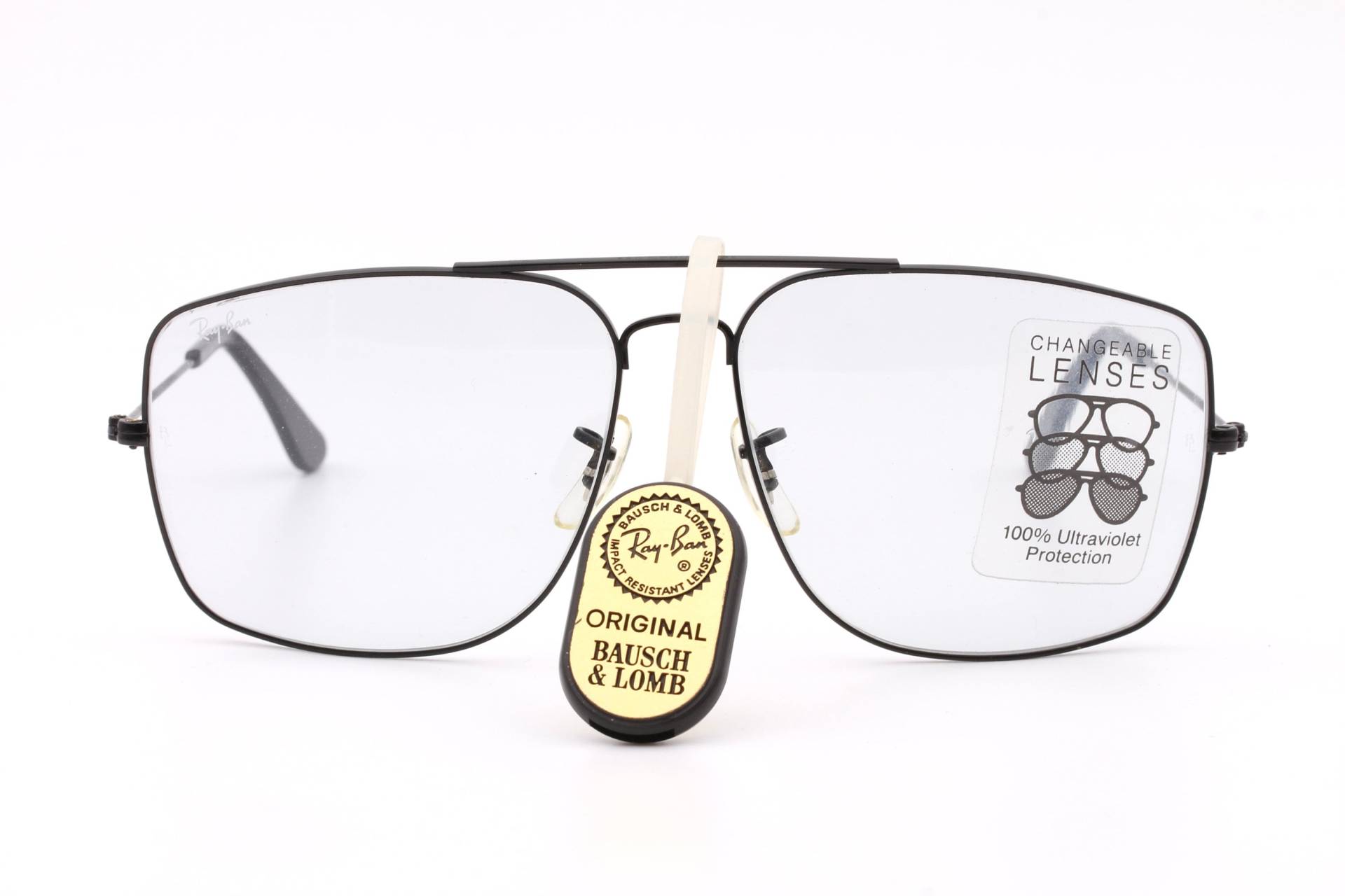 Ray Ban B&l Vintage-Pilotensonnenbrille Mit Schwarzem Rahmen Und Austauschbaren Gläsern, Hergestellt in Den 80Er Jahren Usa von AudaxEyewearCH