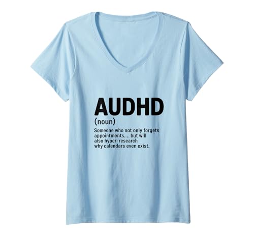 Damen Autismus-Bewusstsein Neurodivergent AuDHDH Substantiv T-Shirt mit V-Ausschnitt von Audhd Autism ADHD Neurodiversity Awareness