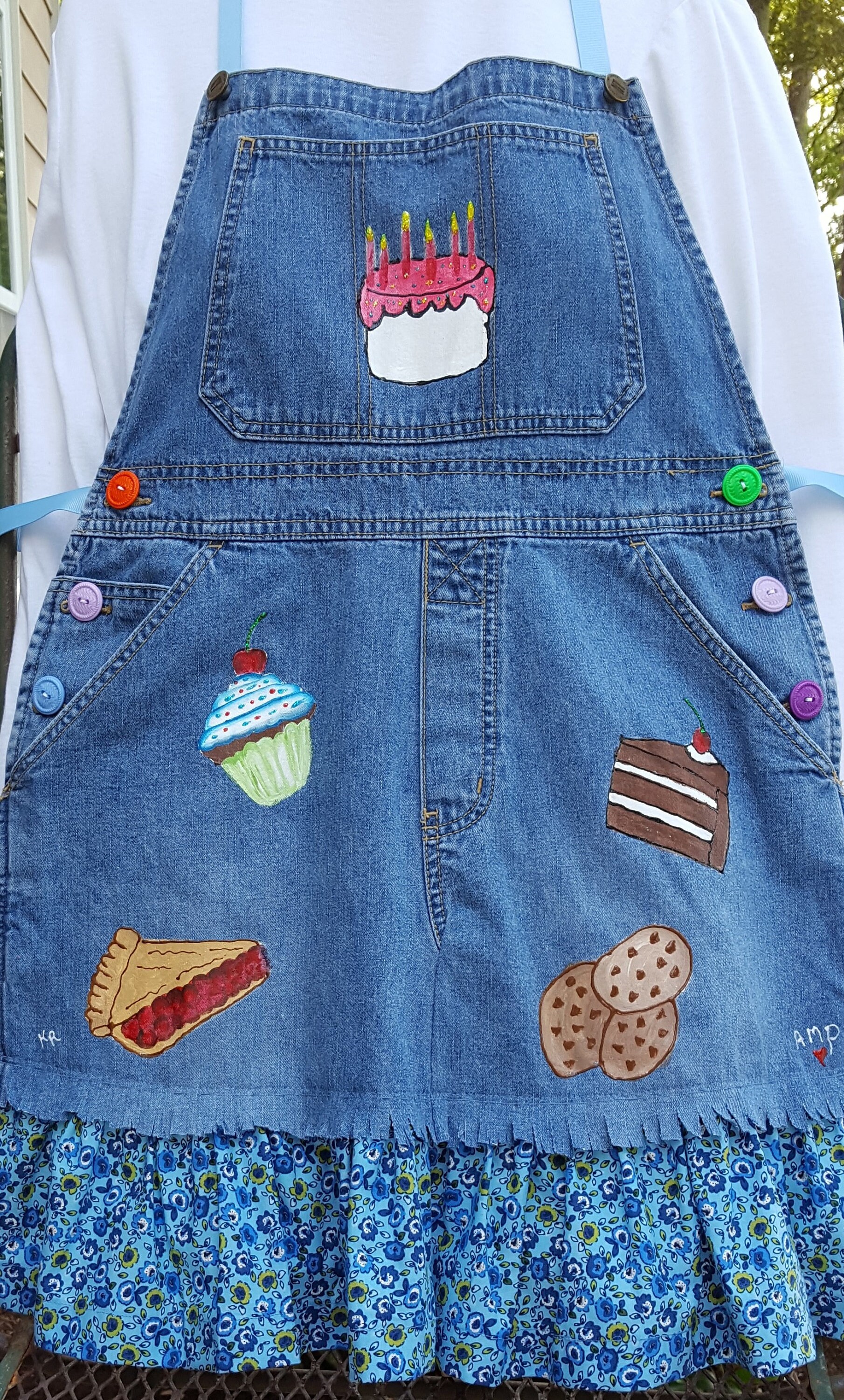 Handbemalte Jeansschürze Bakery Cakes & Pies, Recycelte Jeansschürze von AudieMaeDesigns