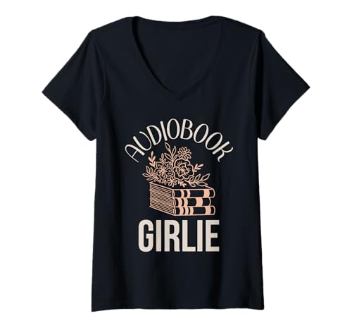 Damen Hörbuch Girlie Frauen Romantik Leser Würzige Bücher Fee T-Shirt mit V-Ausschnitt Damen Hörbuch Girlie Frauen Romantik Leser Würzige Bücher Fee T-Shirt mit V-Ausschnitt von Audio Book Lover Gifts