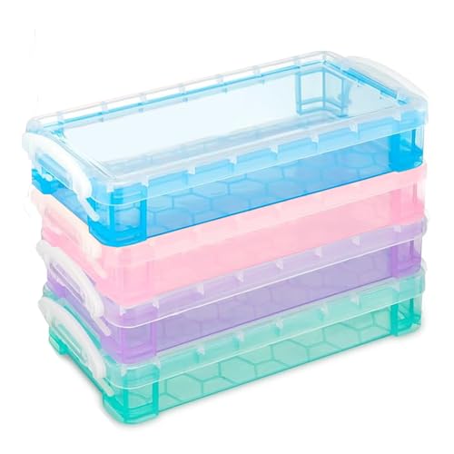 4 Pcs Durchsichtige Bleistiftboxen, 4 Farben Stifte Aufbewahrung Stapelbare Stiftebox, stifte boxen aufbewahrung kinder, stifte box mit deckel Kann Pinsel, Schreibwaren, Malstifte, Aquarellstifte von Audio frequency%