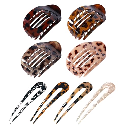 Französische Haarspangen Set [8-Teilig] Mit U-Förmigen Haarnadeln | Nicht Rutschfest Flache Haarklammer Für Feines & Dickes Haar | Haarschmuck Für Damen & Mädchen von Audio frequency%