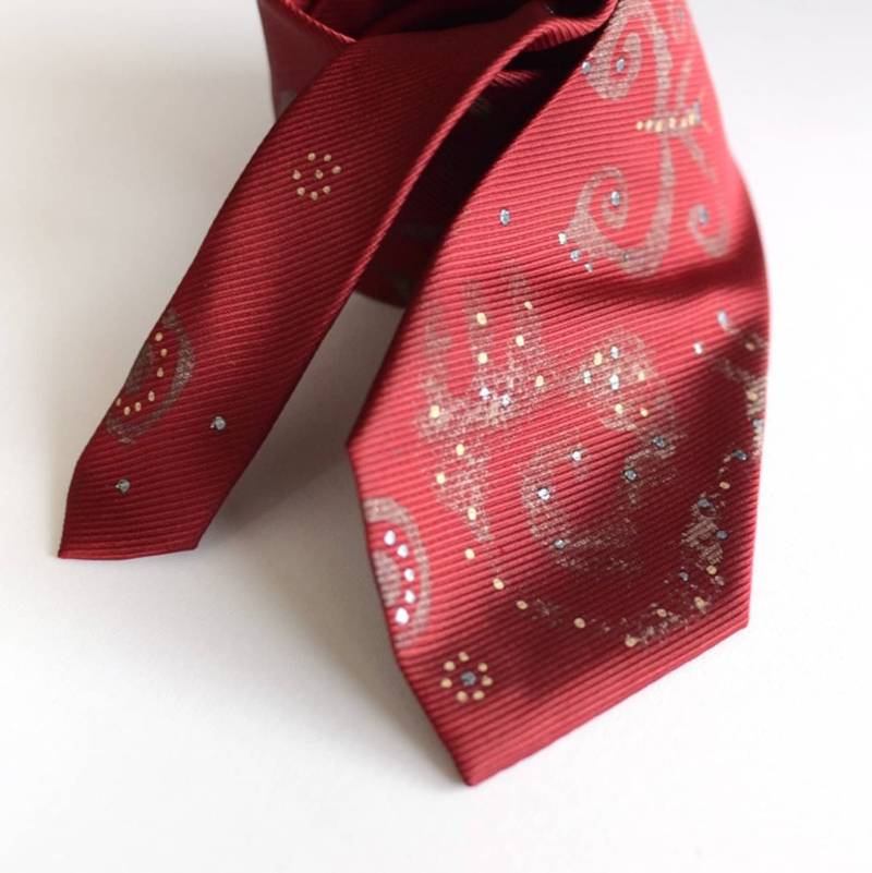 Krawatte Rot, Krawatte, Leinen Accessoires Unikat Handbemalt, Sofort Versandfertig von AudraTextileStudio