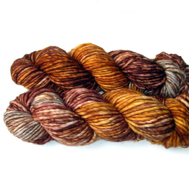 Salted Caramel Schlauchschal Grobstrick Merino Strick Kunst Garn Leichte Herbstfarben Rauchgrau Gold Dunkles Schokoladenbraun von AudreyKnitted