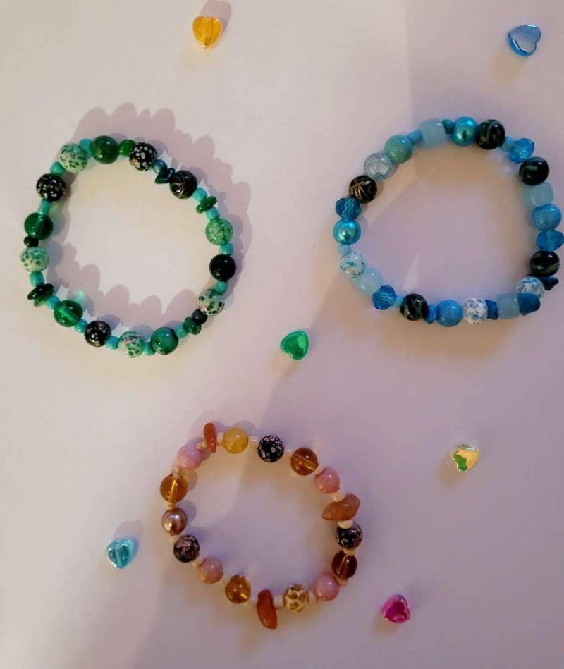 Armband Perlenarmband Blautöne Brauntöne Grüntöne Geschenk Handmade von AudreyKreationen