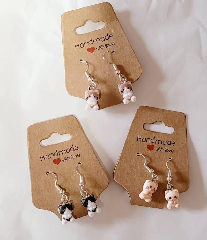 Hängeohrringe Ohrringe Katze Schmuck Geschenk Kleine von AudreyKreationen