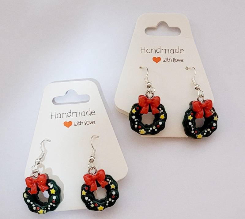 Hängeohrringe Ohrringe Weihnachtskranz Advent Geschenk Nikolaus Weihnachten Handmade Schmuck von AudreyKreationen