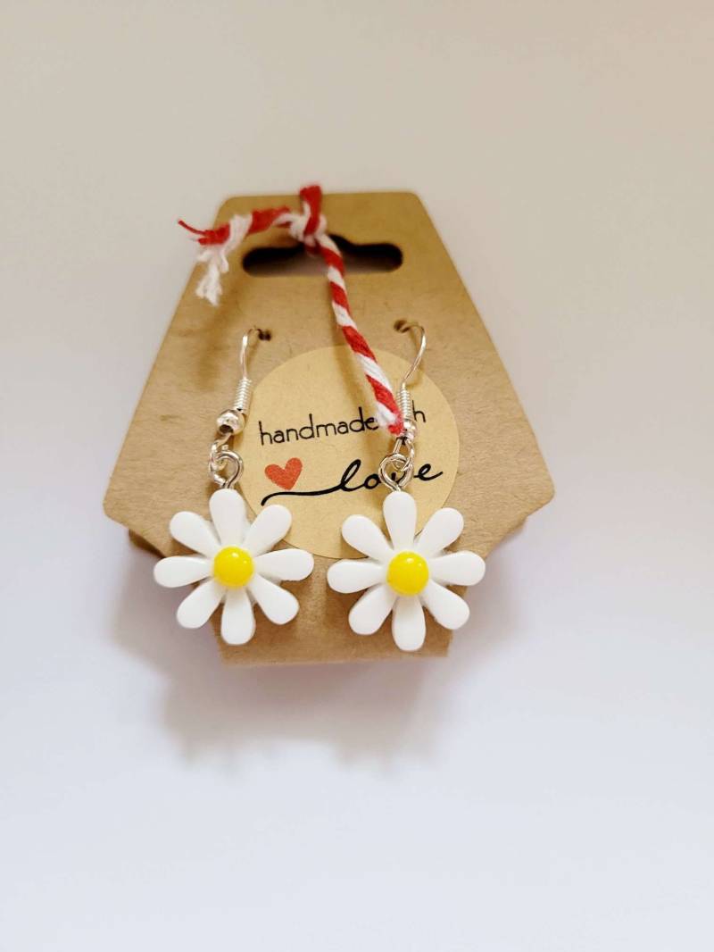 Ohrringe Hängeohrringe Blumen Handmade Geburtstag Geschenk Frühling Weiß Sommer von AudreyKreationen