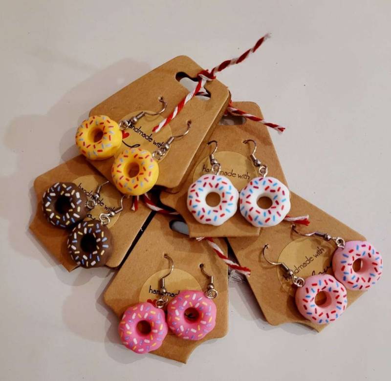 Ohrringe Hängeohrringe Donut Geschenk Sommer Geburtsatg Party Süßigkeiten Schmuck von AudreyKreationen